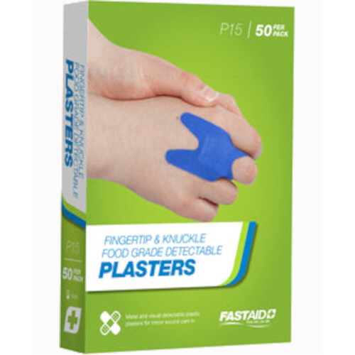 WORKWEAR, SAFETY & CORPORATE CLOTHING SPECIALISTS - FOOD GRADE PLASTERS, METAL AND VISUAL DETECTABLE, PLASTIC, FINGERTIP AND KNUCKLE, 50PK