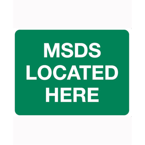 WORKWEAR, SAFETY & CORPORATE CLOTHING SPECIALISTS SIGN, MSDS LOCATED HERE, 600 X 450MM, POLY