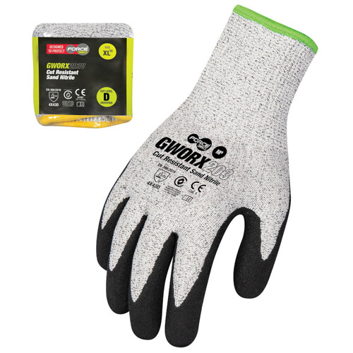 WORKWEAR, SAFETY & CORPORATE CLOTHING SPECIALISTS Force360 Cut Resistant Sand Nitrile Glove (Cut Level C) Vend-Ready Packaging