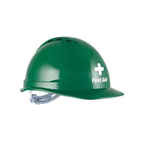 WORKWEAR, SAFETY & CORPORATE CLOTHING SPECIALISTS Force360 GTE3 First Aid Essential Type 1 ABS Vented Hard Hat with Slide Lock Harness