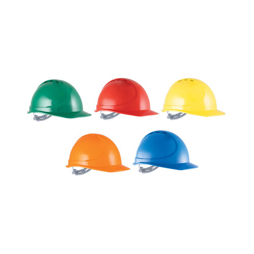 WORKWEAR, SAFETY & CORPORATE CLOTHING SPECIALISTS Force360 GTE3 Essential Type 1 ABS Vented Hard Hat with Slide Lock Harness Kit - Mixed Colours (20 units)