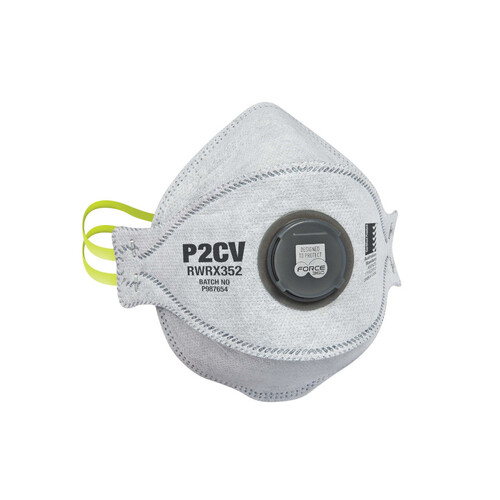 WORKWEAR, SAFETY & CORPORATE CLOTHING SPECIALISTS Force360 P2 Flat Fold Carbon Valved Disposable Respirator (10 per box)