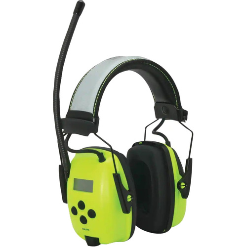 WORKWEAR, SAFETY & CORPORATE CLOTHING SPECIALISTS Earmuff - Hi-Vis Radio Digital Tuning AM/FM 26dB Class 5
