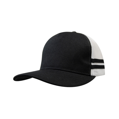 WORKWEAR, SAFETY & CORPORATE CLOTHING SPECIALISTS - American Premium Twill/Mesh Deep Fit Trucker with Stripes