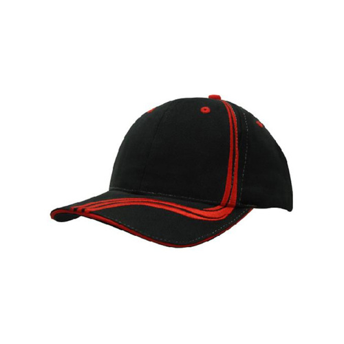 WORKWEAR, SAFETY & CORPORATE CLOTHING SPECIALISTS - Brushed Heavy Cotton Cap w/ Waving Stripes on Crown & Peak