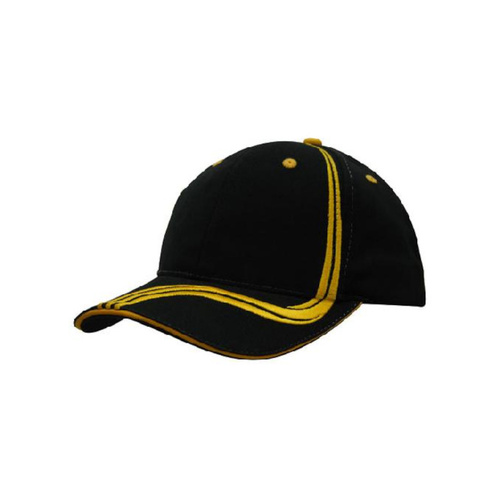WORKWEAR, SAFETY & CORPORATE CLOTHING SPECIALISTS Brushed Heavy Cotton Cap w/ Waving Stripes on Crown & Peak