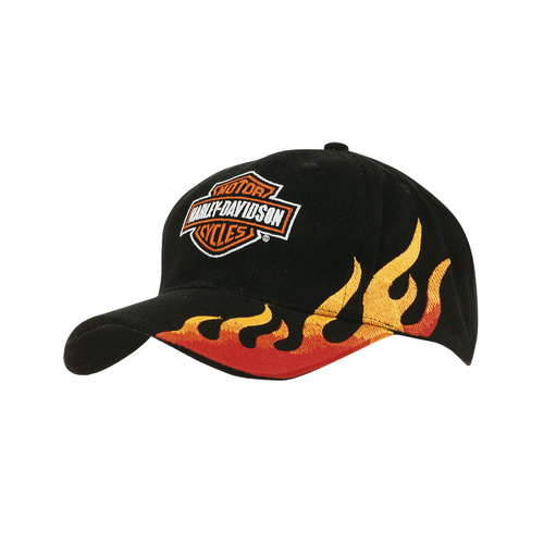 WORKWEAR, SAFETY & CORPORATE CLOTHING SPECIALISTS Brushed Heavy Cotton Cap with Flame Embroidery