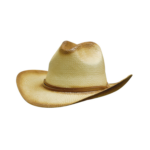 WORKWEAR, SAFETY & CORPORATE CLOTHING SPECIALISTS - Sprayed Cowboy Straw Hat Leather Band