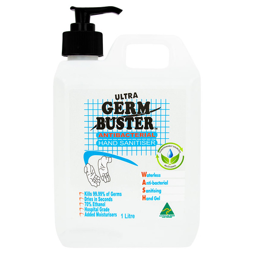 WORKWEAR, SAFETY & CORPORATE CLOTHING SPECIALISTS Germ Buster Anti-Bacterial Hand Gel 1 Litre Pump