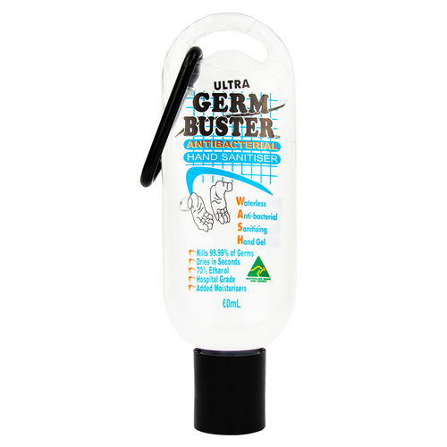 WORKWEAR, SAFETY & CORPORATE CLOTHING SPECIALISTS - Germ Buster Anti-Bacterial Hand Gel 60ml Clip-On