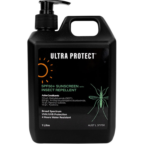 WORKWEAR, SAFETY & CORPORATE CLOTHING SPECIALISTS Ultra Protect SPF50+ Sunscreen with Insect Repell 1 Litre Pump