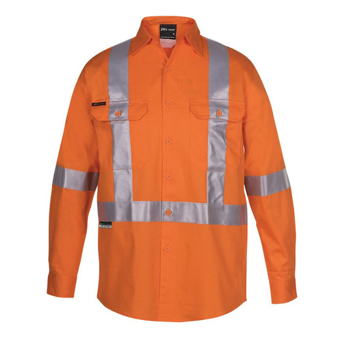 WORKWEAR, SAFETY & CORPORATE CLOTHING SPECIALISTS JB's HI VIS (D+N) L/S 150G CROSS BACK TAPE SHIRT