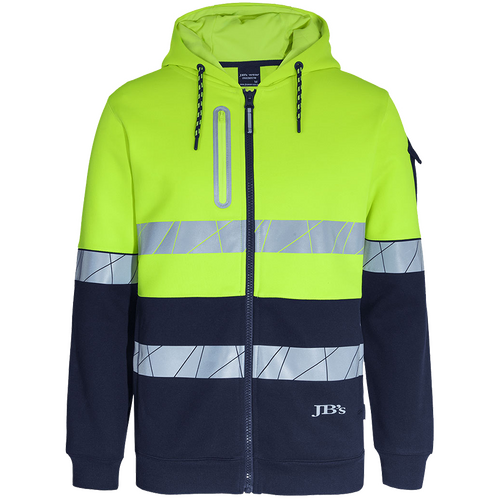 WORKWEAR, SAFETY & CORPORATE CLOTHING SPECIALISTS - JB's 450G HV FULL ZIP HOODIE WITH FRAG TAPE