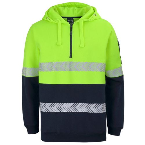 WORKWEAR, SAFETY & CORPORATE CLOTHING SPECIALISTS JB's HV (D+N) 1/2 ZIP SEGMENTED TAPE HOODIE