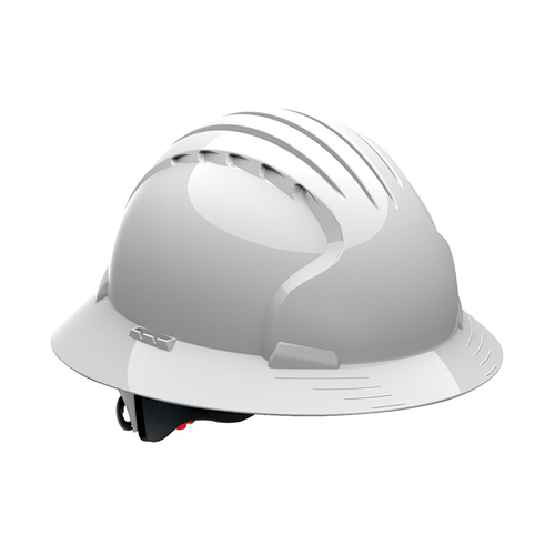 WORKWEAR, SAFETY & CORPORATE CLOTHING SPECIALISTS EVO 6161 FULL BRIM UNVENTED HARD HAT WITH WHEEL RATCHET WHITE