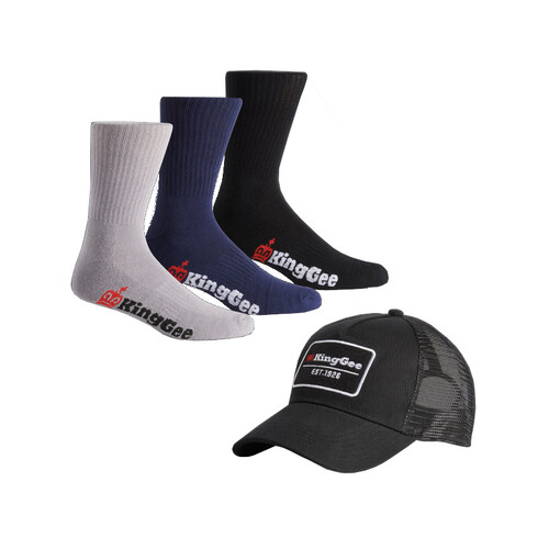 WORKWEAR, SAFETY & CORPORATE CLOTHING SPECIALISTS CAP & SOCK BUNDLE