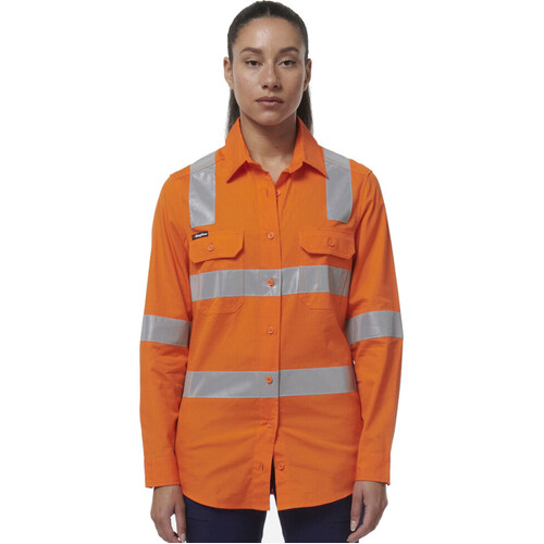 WORKWEAR, SAFETY & CORPORATE CLOTHING SPECIALISTS - WORKCOOL - WOMENS LONG SLEEVE NSW RAIL SHIRT