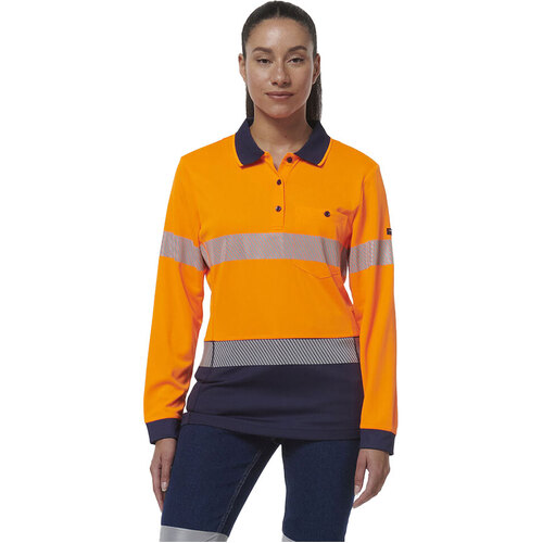 WORKWEAR, SAFETY & CORPORATE CLOTHING SPECIALISTS WORKCOOL - WOMENS HYPERFREEZE SPLICED LONG SLEEVE POLO WITH SEGMENTED TAPE