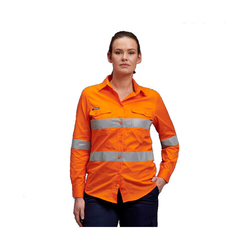 WORKWEAR, SAFETY & CORPORATE CLOTHING SPECIALISTS Workcool - Workcool 2 Women's Reflective Shirt L/S 'Hoop' Pattern