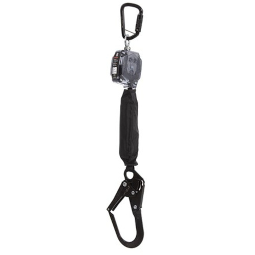 WORKWEAR, SAFETY & CORPORATE CLOTHING SPECIALISTS - TETHA BLOQ 2M SELF RETRACTING LIFELINE C/W 1 X TRIPLE ACTION KARABINER AND 1 X DOUBLE ACTION SCAFF HOOK