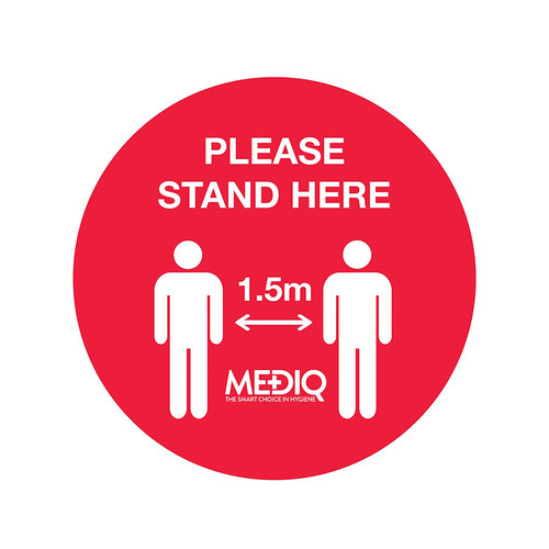 WORKWEAR, SAFETY & CORPORATE CLOTHING SPECIALISTS DISCONTINUED - Floor Decal Please Stand Here 1.5m Red - Pack of 10