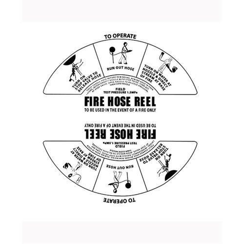 WORKWEAR, SAFETY & CORPORATE CLOTHING SPECIALISTS Hose Reel Instruction Sign - L - Plastic - 317mm Diameter