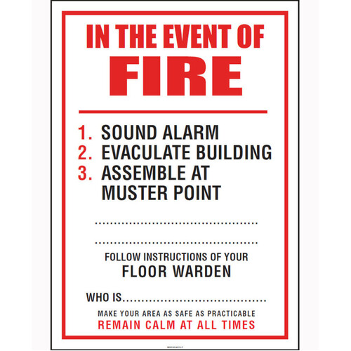 WORKWEAR, SAFETY & CORPORATE CLOTHING SPECIALISTS In The Event of Fire - SEA Sign