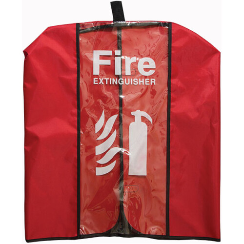 WORKWEAR, SAFETY & CORPORATE CLOTHING SPECIALISTS - Red Extinguisher Cover with Clear Front, to suit 4,5kg ABE