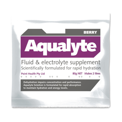 WORKWEAR, SAFETY & CORPORATE CLOTHING SPECIALISTS - Aqualyte Electrolyte Powder Berry Flavoured Sachets 80g x 100