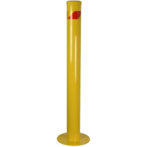 WORKWEAR, SAFETY & CORPORATE CLOTHING SPECIALISTS Yellow Steel Bollard with reflective red stripe, 1000mm