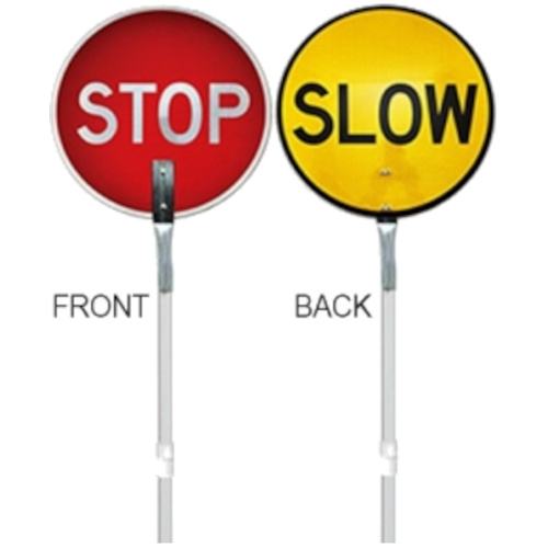 WORKWEAR, SAFETY & CORPORATE CLOTHING SPECIALISTS Stop/Slow Sign - extendable aluminium handle - Class 1 Reflective