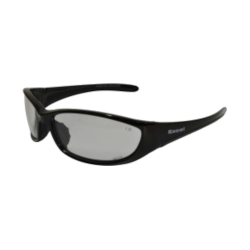WORKWEAR, SAFETY & CORPORATE CLOTHING SPECIALISTS - Excel Black Frame Clear Safety Glasses, with Anti-Fog