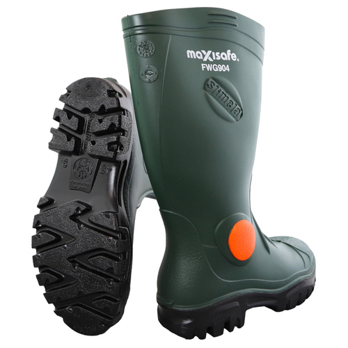 WORKWEAR, SAFETY & CORPORATE CLOTHING SPECIALISTS FOREMAN Green Gumboot w/ Safety Toe - size 4