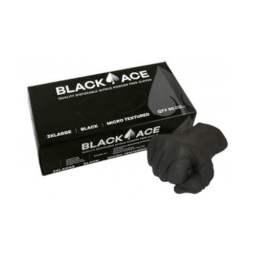 WORKWEAR, SAFETY & CORPORATE CLOTHING SPECIALISTS - Black Ace disposable nitrile gloves - Small, 100 per box
