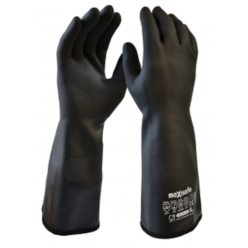 WORKWEAR, SAFETY & CORPORATE CLOTHING SPECIALISTS - Black Neoprene lined gauntlet 38cm - Medium
