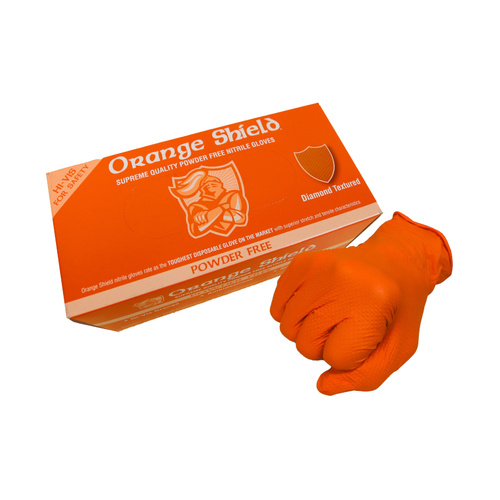 WORKWEAR, SAFETY & CORPORATE CLOTHING SPECIALISTS - Orange Shield Heavy Duty Nitrile with Diamond Grip,  Small, 100 per box