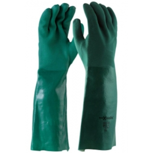 WORKWEAR, SAFETY & CORPORATE CLOTHING SPECIALISTS - Green Double Dipped PVC Glove 27cm