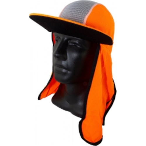 WORKWEAR, SAFETY & CORPORATE CLOTHING SPECIALISTS Maxisafe Orange Cap with Neck Flap