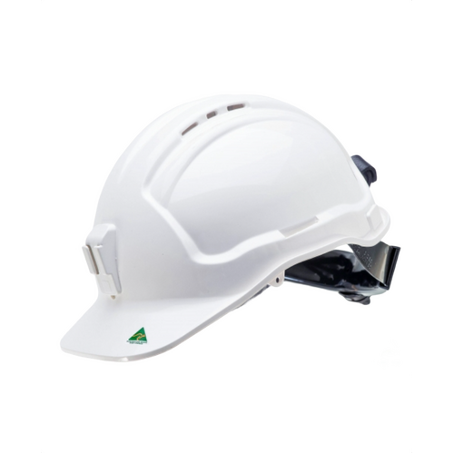 WORKWEAR, SAFETY & CORPORATE CLOTHING SPECIALISTS Tuffguard Vented Hard Hat with Ratchet Harness and Metal Lamp Bracket