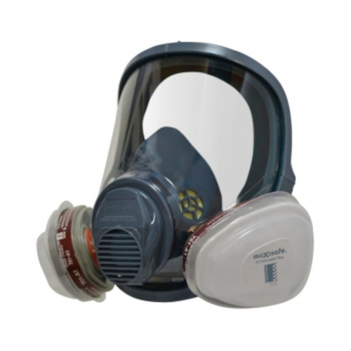 WORKWEAR, SAFETY & CORPORATE CLOTHING SPECIALISTS Maxiguard Full Face Silicone Respirator w/ A1P2 cartridges-Medium