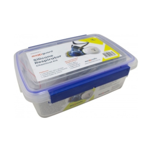 WORKWEAR, SAFETY & CORPORATE CLOTHING SPECIALISTS Maxiguard Half Mask Silicone Chemical Painters Kit w/ ABEKP2 cartridges, Small (Boxed Kit)