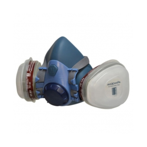 WORKWEAR, SAFETY & CORPORATE CLOTHING SPECIALISTS - Maxiguard Half Mask Silicone Painters Kit w/ A1P2 cartridges, Medium (Blister Pack)