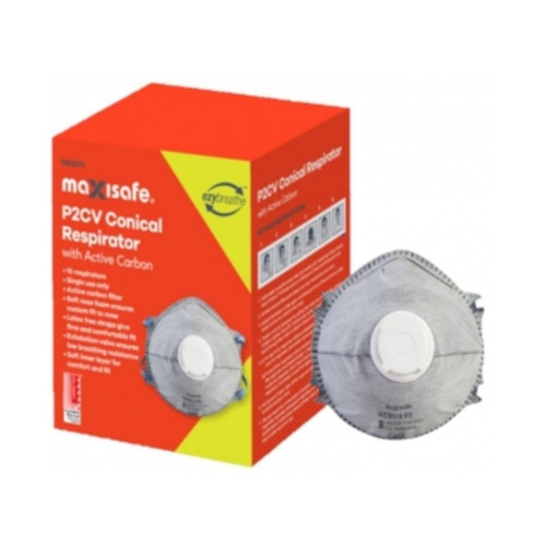 WORKWEAR, SAFETY & CORPORATE CLOTHING SPECIALISTS Maxisafe P2 Conical Respirator with Carbon and Valve, Box 10
