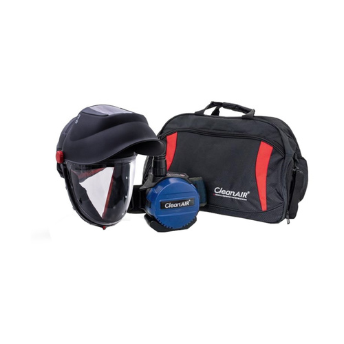 WORKWEAR, SAFETY & CORPORATE CLOTHING SPECIALISTS - CA-40GW Hard Hat with Flip-up Welding & Grinding Shield and Basic PAPR unit and storage bag