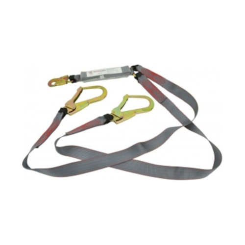 WORKWEAR, SAFETY & CORPORATE CLOTHING SPECIALISTS Maxisafe Double Lanyard with Snaphook & Scaffold Hook   2.0m