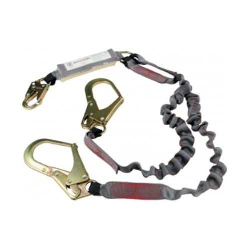 WORKWEAR, SAFETY & CORPORATE CLOTHING SPECIALISTS Maxisafe Double Elasticated Lanyard w/ Snaphook & Scaffold hook, 140kg rating - 2m