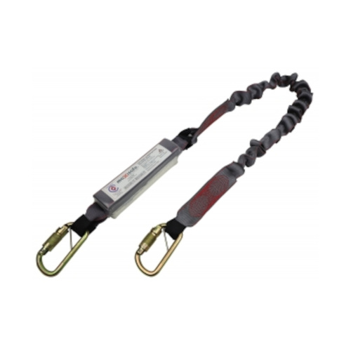 WORKWEAR, SAFETY & CORPORATE CLOTHING SPECIALISTS Maxisafe 2m Single Elasticated Lanyard w/ Triple Action Karabiners - 140kg