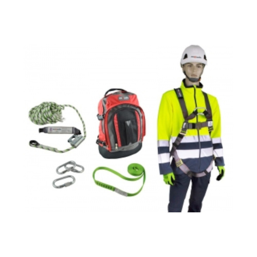 WORKWEAR, SAFETY & CORPORATE CLOTHING SPECIALISTS Maxisafe Basic Roofers Kit with full body harness, 15m rope line, screw gate karabiner, & 2m sling, 140kg rating