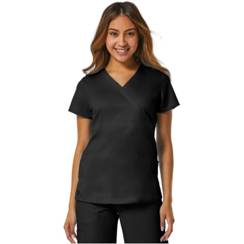 WORKWEAR, SAFETY & CORPORATE CLOTHING SPECIALISTS - EON - WOMEN BACK MESH PANEL MOCK WRAP TOP