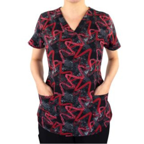 WORKWEAR, SAFETY & CORPORATE CLOTHING SPECIALISTS - PRINTS - PRINTED CURVED V - NECK TOP